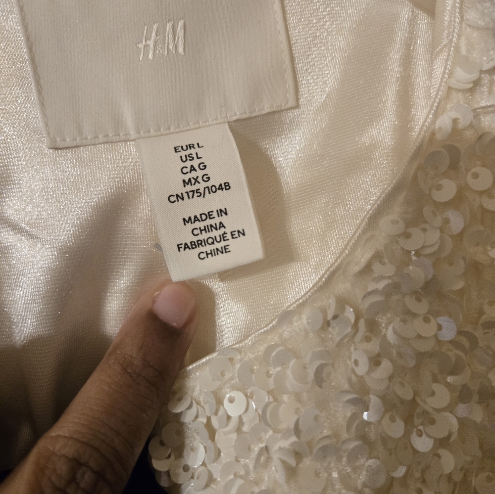 H&M Elegant Cream Sequin Jacket - Picture 3 of 3